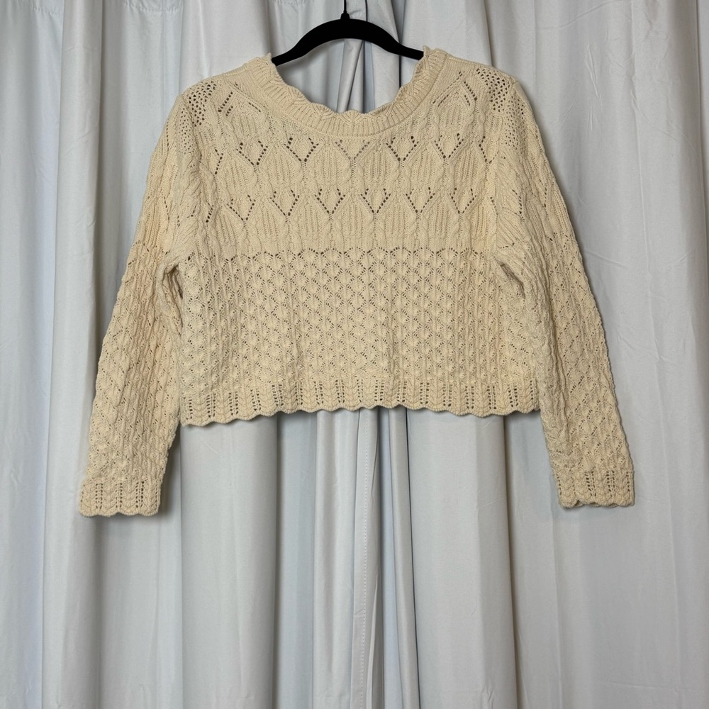 ba&sh Jump Cardigan Cropped Crochet Scalloped Cream Size 3 Womens US 8 Parisian - Picture 9 of 15